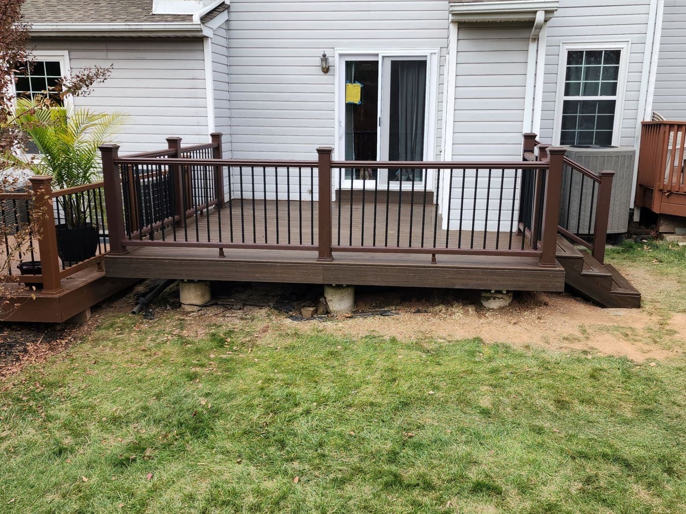 A newly built backyard deck